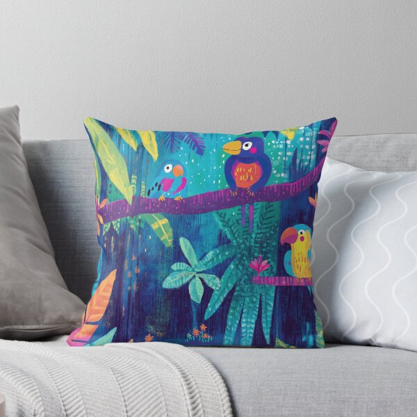 Item preview, Three Funny birds in the jungle with colorful leaves designed and sold by Floralhomes.