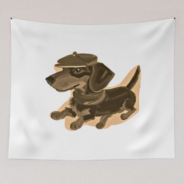 Item preview, vintage dachshund with a beret designed and sold by Jessystile.