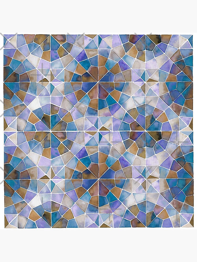 Thumbnail 3 of 3, Sticker, Islamic Geometry in Watercolor blue designed and sold by GinColorist.