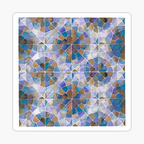 Item preview, Islamic Geometry in Watercolor blue designed and sold by GinColorist.