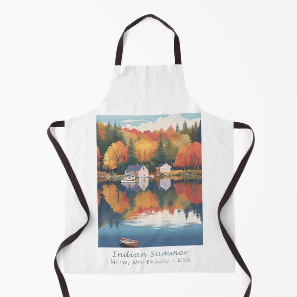Item preview, Indian Summer in Maine - Minimalistic vintage nature travel poster in retro style designed and sold by pod24.