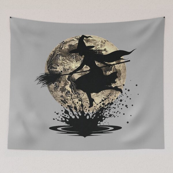 Item preview,  Witch on a broom. Moon. designed and sold by MagelliShop.