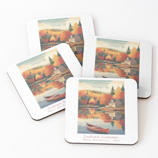 Item preview, Indian Summer in Maine New England - Vintage travel poster in autumn style designed and sold by pod24.