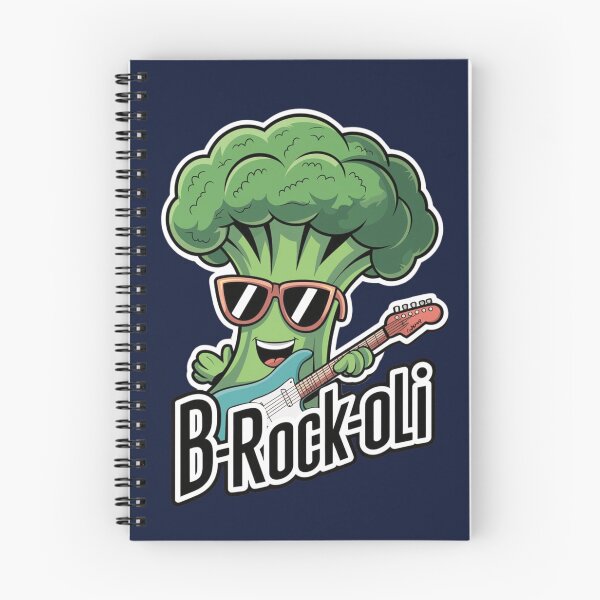 Item preview, B-Rock-Oli Cool Broccoli Cartoon with Guitar | Fun Music Vegetable Pun Art designed and sold by Witsprings.