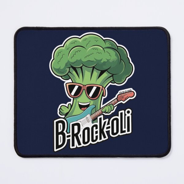 Item preview, B-Rock-Oli Cool Broccoli Cartoon with Guitar | Fun Music Vegetable Pun Art designed and sold by Witsprings.