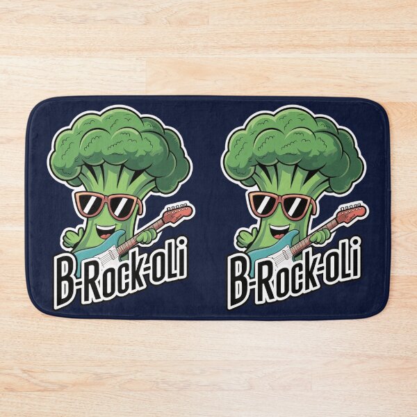 Item preview, B-Rock-Oli Cool Broccoli Cartoon with Guitar | Fun Music Vegetable Pun Art designed and sold by Witsprings.