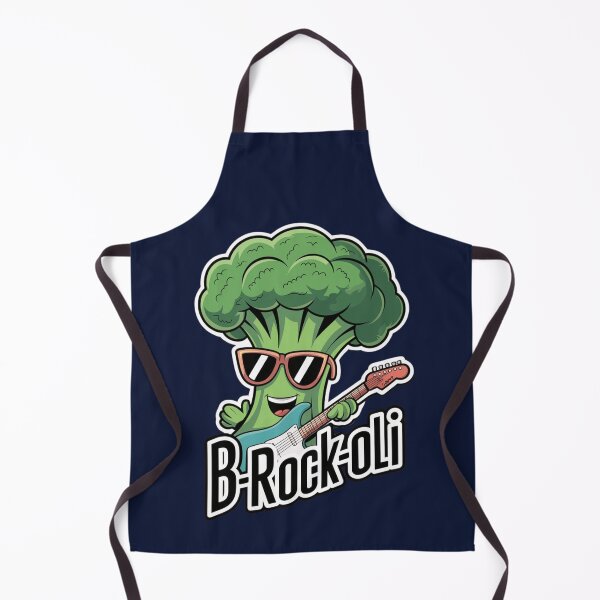 Item preview, B-Rock-Oli Cool Broccoli Cartoon with Guitar | Fun Music Vegetable Pun Art designed and sold by Witsprings.