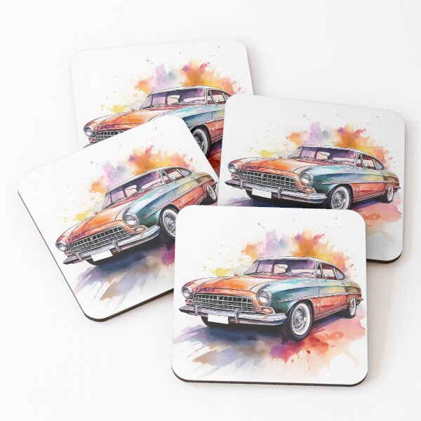 Item preview, Retro Classic Car in Vibrant Watercolour Art designed and sold by RaiyaTees.