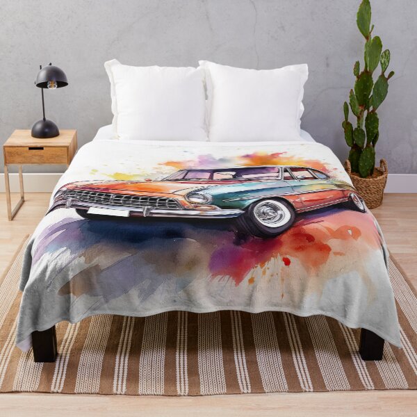 Item preview, Retro Classic Car in Vibrant Watercolour Art designed and sold by RaiyaTees.
