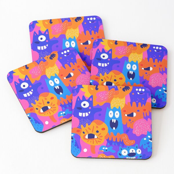 Item preview, A vibrant cartoon pattern featuring friendly monsters designed and sold by shafranietz.