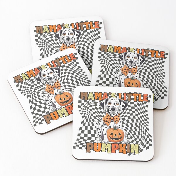 Item preview, "Mama's Little Pumpkin" - Dalmatian in Halloween Pumpkin with Checkered Background designed and sold by GoodyPaws.