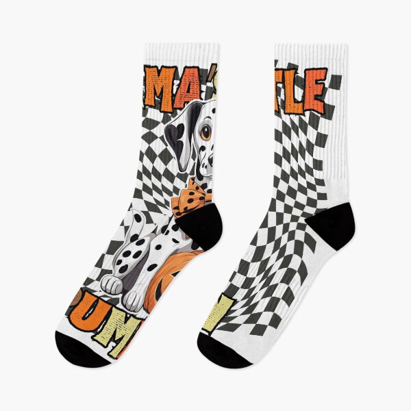 Item preview, "Mama's Little Pumpkin" - Dalmatian in Halloween Pumpkin with Checkered Background designed and sold by GoodyPaws.