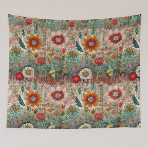 Item preview, Retro Hippie: Red Flower Garden designed and sold by J Marielle Designs.