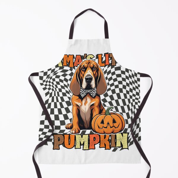 Artikelvorschau, "Mamas kleiner Kürbis" - Bluthund im Halloween-Kürbis mit kariertem Hintergrund entworfen und verkauft von GoodyPaws.