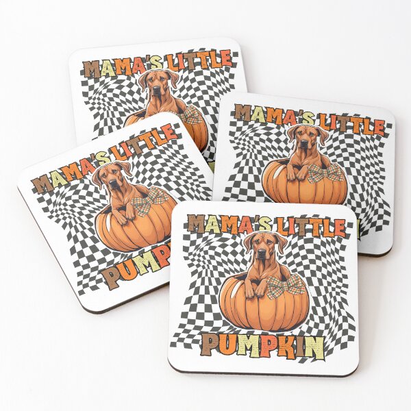 Item preview, "Mama's Little Pumpkin" - Rhodesian Ridgeback in Halloween Pumpkin with Checkered Background designed and sold by GoodyPaws.