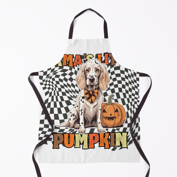 Item preview, "Mama's Little Pumpkin" - English Setter in Halloween Pumpkin with Checkered Background designed and sold by GoodyPaws.