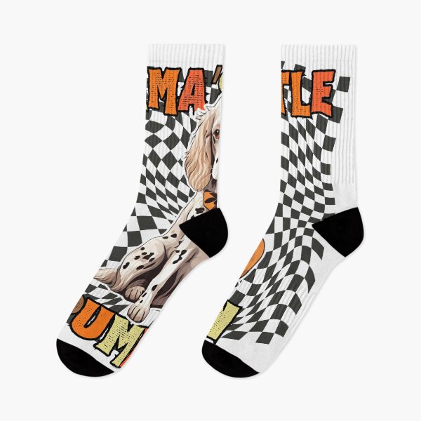 Item preview, "Mama's Little Pumpkin" - English Setter in Halloween Pumpkin with Checkered Background designed and sold by GoodyPaws.
