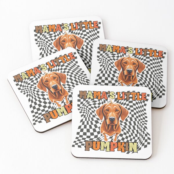 Item preview, "Mama's Little Pumpkin" - Vizsla in Halloween Pumpkin with Checkered Background designed and sold by GoodyPaws.