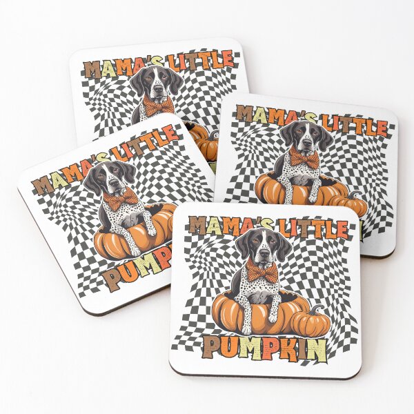 Item preview, "Mama's Little Pumpkin" - German Shorthaired Pointer in Halloween Pumpkin with Checkered Background designed and sold by GoodyPaws.