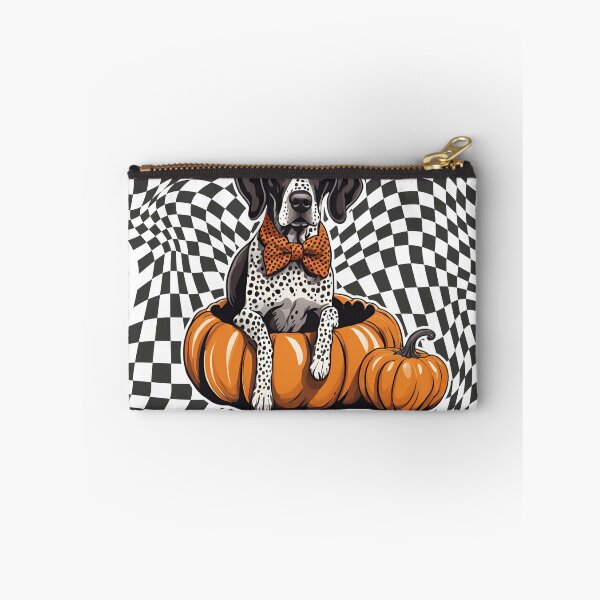 Item preview, "Mama's Little Pumpkin" - German Shorthaired Pointer in Halloween Pumpkin with Checkered Background designed and sold by GoodyPaws.