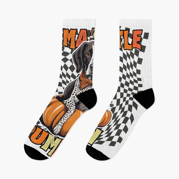 Item preview, "Mama's Little Pumpkin" - German Shorthaired Pointer in Halloween Pumpkin with Checkered Background designed and sold by GoodyPaws.