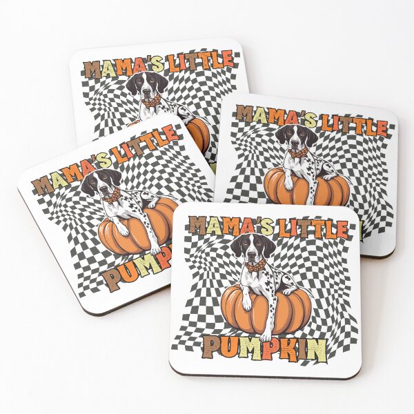Item preview, "Mama's Little Pumpkin" - German Shorthaired Pointer in Halloween Pumpkin with Checkered Background designed and sold by GoodyPaws.