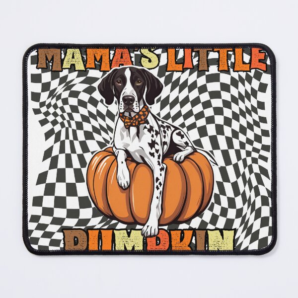 Item preview, "Mama's Little Pumpkin" - German Shorthaired Pointer in Halloween Pumpkin with Checkered Background designed and sold by GoodyPaws.