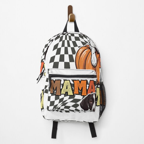 Item preview, "Mama's Little Pumpkin" - German Shorthaired Pointer in Halloween Pumpkin with Checkered Background designed and sold by GoodyPaws.
