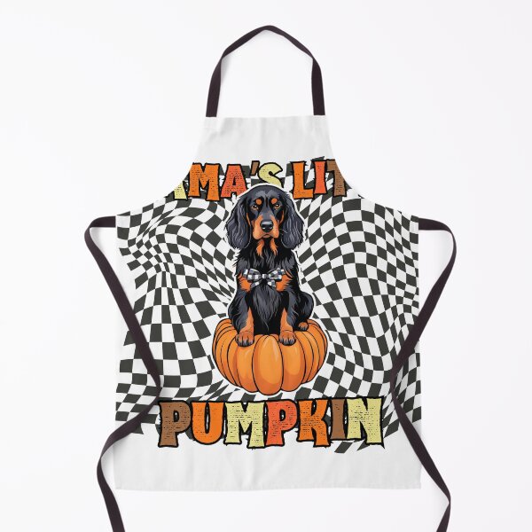 Item preview, "Mama's Little Pumpkin" - Gordon Setter in Halloween Pumpkin with Checkered Background designed and sold by GoodyPaws.