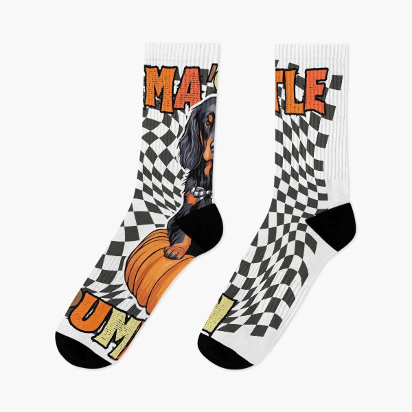 Item preview, "Mama's Little Pumpkin" - Gordon Setter in Halloween Pumpkin with Checkered Background designed and sold by GoodyPaws.