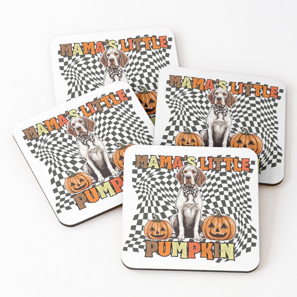 Item preview, "Mama's Little Pumpkin" - English Pointer in Halloween Pumpkin with Checkered Background designed and sold by GoodyPaws.