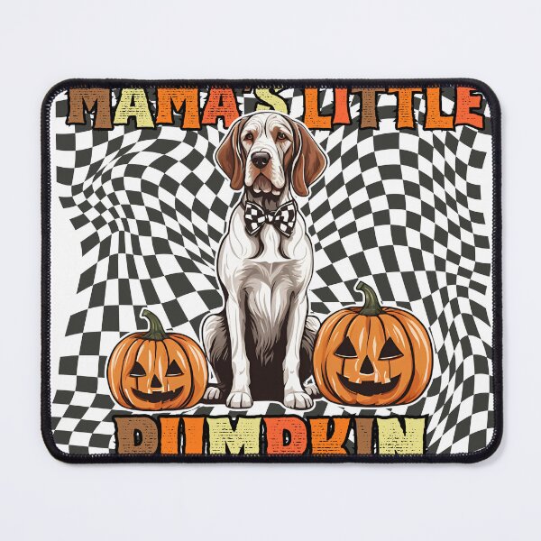 Item preview, "Mama's Little Pumpkin" - English Pointer in Halloween Pumpkin with Checkered Background designed and sold by GoodyPaws.