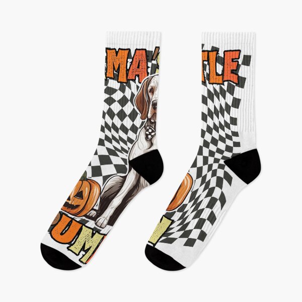Item preview, "Mama's Little Pumpkin" - English Pointer in Halloween Pumpkin with Checkered Background designed and sold by GoodyPaws.