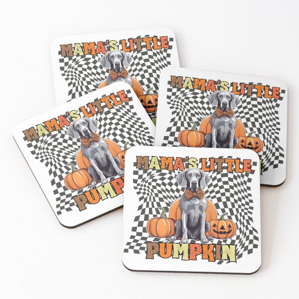 Item preview, "Mama's Little Pumpkin" - Weimaraner in Halloween Pumpkin with Checkered Background designed and sold by GoodyPaws.