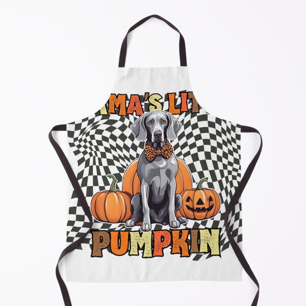 Item preview, "Mama's Little Pumpkin" - Weimaraner in Halloween Pumpkin with Checkered Background designed and sold by GoodyPaws.