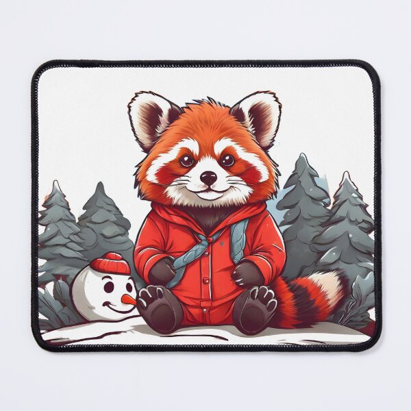 Item preview, Cute Red Panda with Snowman designed and sold by Karaz's Animal Kingdom.
