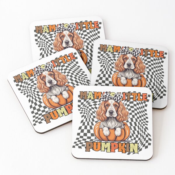 Item preview, "Mama's Little Pumpkin" - American Cocker Spaniel in Halloween Pumpkin with Checkered Background designed and sold by GoodyPaws.