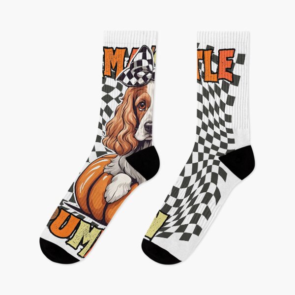 Item preview, "Mama's Little Pumpkin" - American Cocker Spaniel in Halloween Pumpkin with Checkered Background designed and sold by GoodyPaws.