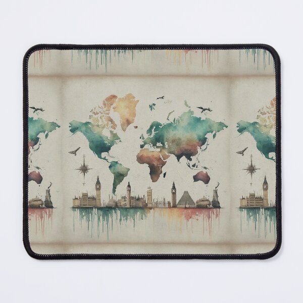Item preview, Wanderlust Wonders: Watercolor World Map designed and sold by SeanOsShirts.