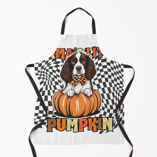 Item preview, "Mama's Little Pumpkin" - English Springer Spaniel in Halloween Pumpkin with Checkered Background designed and sold by GoodyPaws.