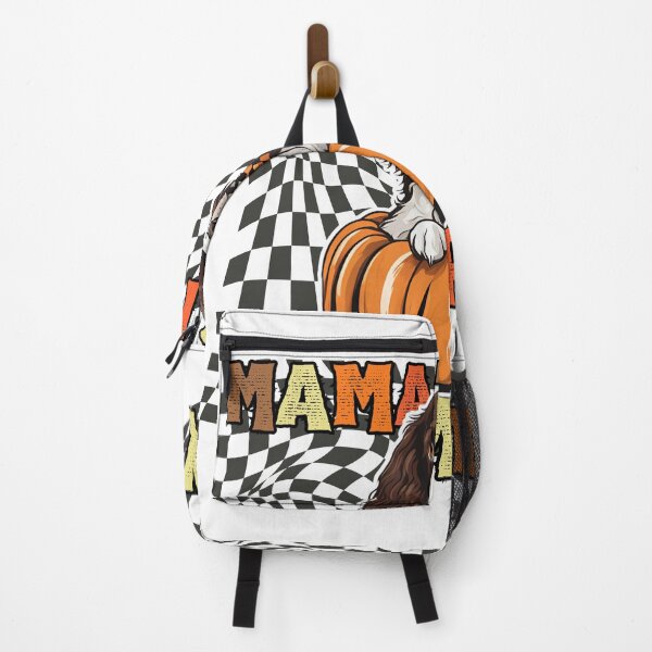 Item preview, "Mama's Little Pumpkin" - English Springer Spaniel in Halloween Pumpkin with Checkered Background designed and sold by GoodyPaws.