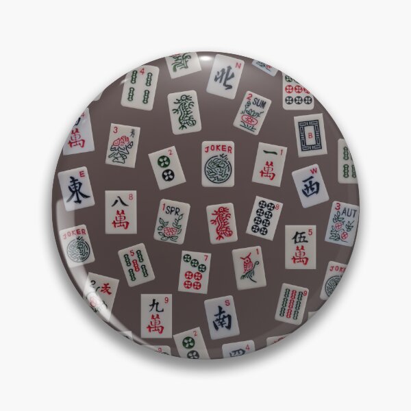Item preview, Mahjong game tiles symbols design on brown designed and sold by Zina Stromberg.