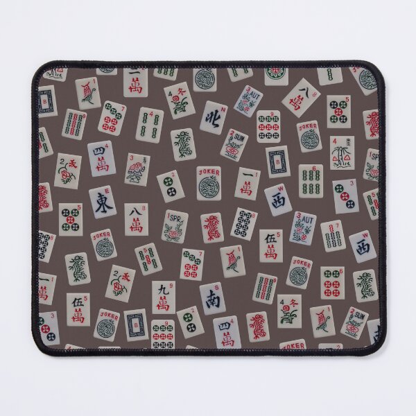 Item preview, Mahjong game tiles symbols design on brown designed and sold by Zina Stromberg.