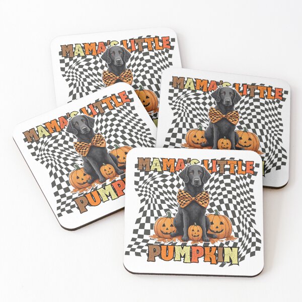 Item preview, "Mama's Little Pumpkin" - Curly Coated Retriever in Halloween Pumpkin with Checkered Background designed and sold by GoodyPaws.