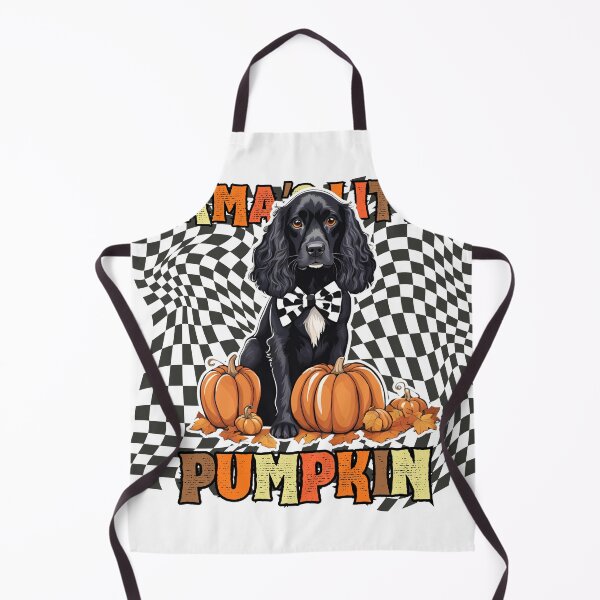 Item preview, "Mama's Little Pumpkin" - Field Spaniel in Halloween Pumpkin with Checkered Background designed and sold by GoodyPaws.
