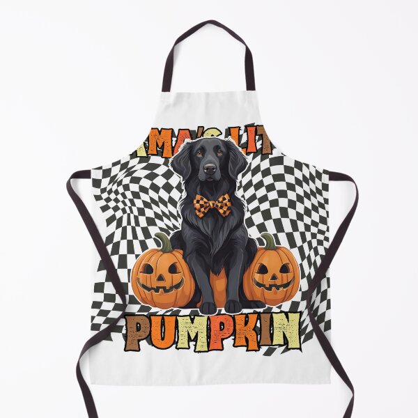 Item preview, "Mama's Little Pumpkin" - Flat Coated Retriever in Halloween Pumpkin with Checkered Background designed and sold by GoodyPaws.