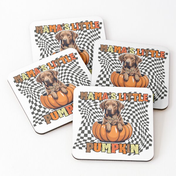 Item preview, "Mama's Little Pumpkin" - Chesapeake Bay Retriever in Halloween Pumpkin with Checkered Background designed and sold by GoodyPaws.