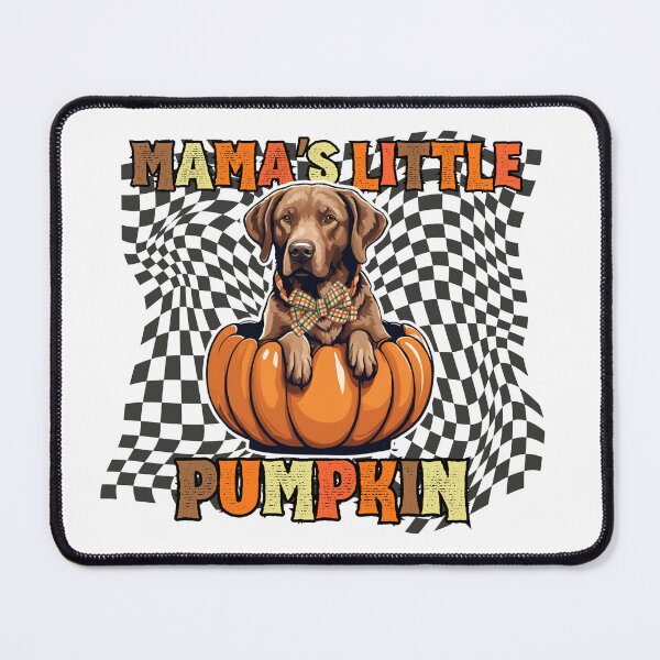 Item preview, "Mama's Little Pumpkin" - Chesapeake Bay Retriever in Halloween Pumpkin with Checkered Background designed and sold by GoodyPaws.