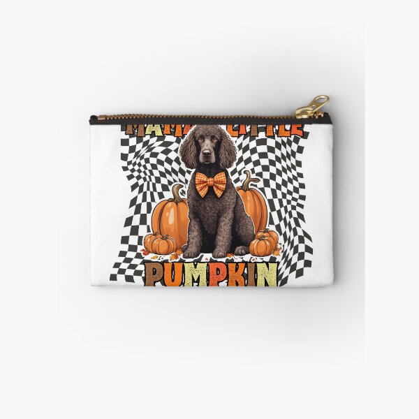 Item preview, "Mama's Little Pumpkin" - Irish Water Spaniel in Halloween Pumpkin with Checkered Background designed and sold by GoodyPaws.