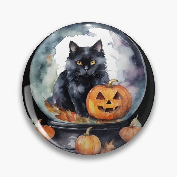 Item preview, Black Cat and Pumpkin in Crystal Ball - Halloween decor designed and sold by FurrFunPrints.